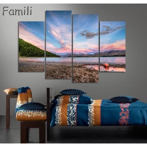 4pcs Canvas Painting Nature Scenery Photos Arts New Zealand Landscape Paintings On Wall For Living Room No Frame,oil painting