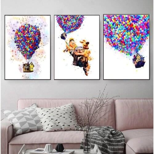 5d Diamond Painting Full Square Disney Watercolor Pixar Up Abstract Balloon Diamond Embroidery Art Kits Home Decoration