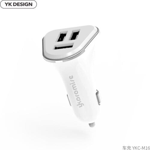 YK 3 USB Car Charger Universal Car-Charger Mini USB Adapter Car Charging for iPhone 8/7/6s Xiaomi Huawei