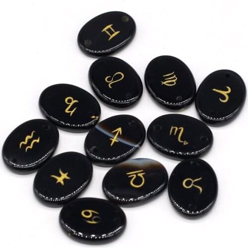 Natural Stone Gem Egg-shaped Black Agates Holed Beads Handmade Crafts Making Necklace Bracelet Earrings Jewelry Accessories