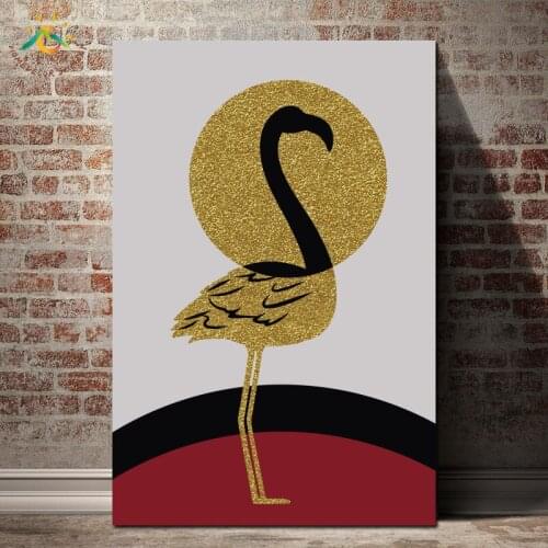 Gold Red-crowned Crane Animal Modern Canvas Art Prints Poster Wall Painting Home Decoration Wall Art Pictures for Bedroom
