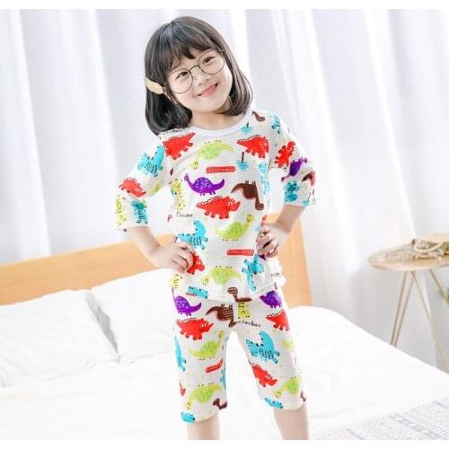 Kids Boys Cartoon Pajamas Set Children Half Sleeve Sleepwear Toddler Pijamas Infantil Home Suits Boys Girls Clothes Set Pyjamas