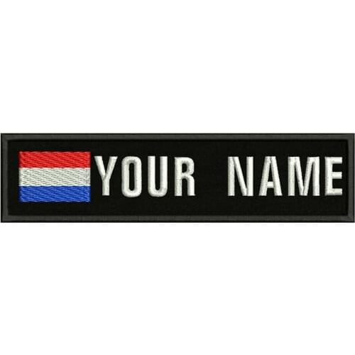 Dutch flag Netherlands 10X2.5cm Embroidery Custom Name Text Patch Stripes badge Iron On Or Velcro Backing Patches For Clothes