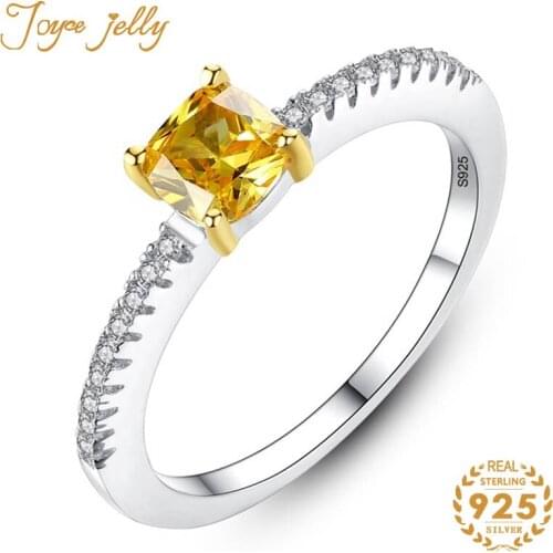 JoyceJelly Trendy 925 Sterling Silver Ring Simple Gemstone Jewelry Silver Citrine Japanese and Korean Style Sweet Ring Wholesal