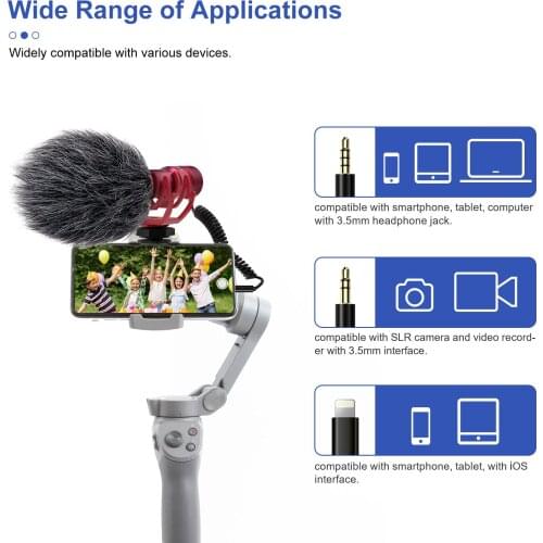 LituFoto-VV1 3.5/Type-c/Lightning Interface Capacitor Electret Microphone Professionnel ,For Smartphone Tablets Camera Microfone