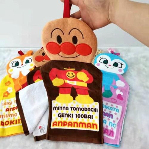 Cute Anpanman Hand Towel with Hanger Kitchen Dish Washing Rag Hanging Erasable Towel Absorbent Household Handkerchief Cloth