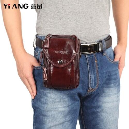 New Men Mini Waist Bag Wear Belt Multi-function Small Bag Mens Leather One Shoulder Messenger Bag Mens Fashion Sports Handbag