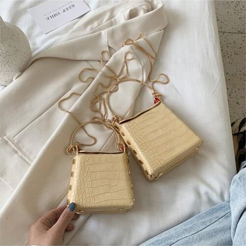Mini Stone Pattern PU Leather Crossbody Bags For Women 2020 Small Totes With Metal Handle Lady Shoulder Messenger Bag Handbags
