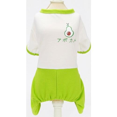 Fashion Dog Clothes Green Avocado Cat Pajamas White Hoody Shirt Jumpsuit Pyjamas Bichon Refreashing Pet Clothing Dog Pyjamas XXL