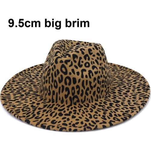 Fedora Hats for Women Men Caps Winter Spring Jazz Classic Leopard Print Church Cowboy Outdoor 9.5cm Big Wide Hat