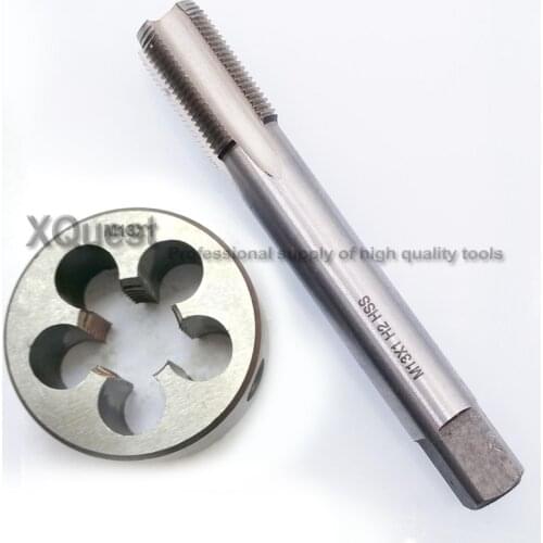 1set HSS Metric Hand tap and die set M13 M13X1 M13X0.75 13X1.5 Fine Screw thread Plug Tap Round dies M13X1.5 M13X1.25 M13X0.5