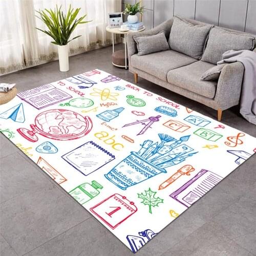 New School Collection Floor Mat Colorful Large Carpet for Living Room Educational Pencils Rugs Room Fashion Mat-44