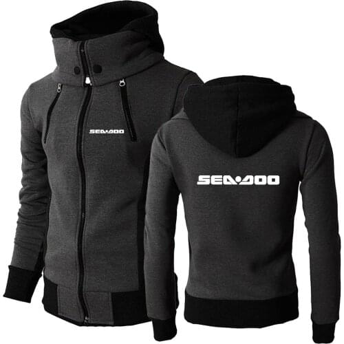 2021 New Mens Sea Doo Seadoo Moto Comfortable Print Muscle Coats Fitness Pocket Male Wild Sweatshirts Hooded Zipper Hoodies