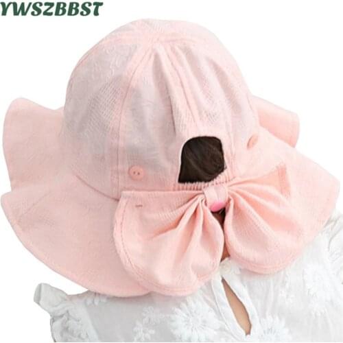 New Spring Summer Outdoor Baby Girls Hat Bowknot fisherman hat Children Sun Hat Kids Sun Caps Toddler Sunscreen Cap
