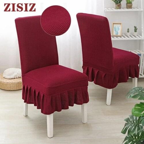 Solid Color Spandex Skirt Chair Cover for Dining Room Kitchen Banquet Chair Slipcover Stretch Elastic Wedding Chair Decoration
