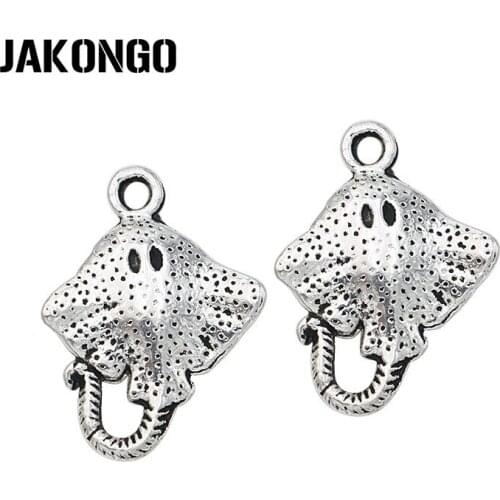 40pcs Ocean Fish Mobula Charms Antique Silver Pendants for Jewelry Making Bracelet Necklace Earrings DIY Handmade Craft 20x15mm