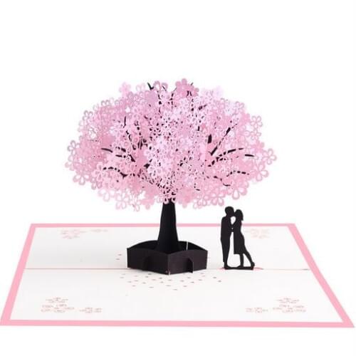 10pcsGreeting card 3D stereo greeting card romantic cherry blossom valentine birthday greeting card thank you card