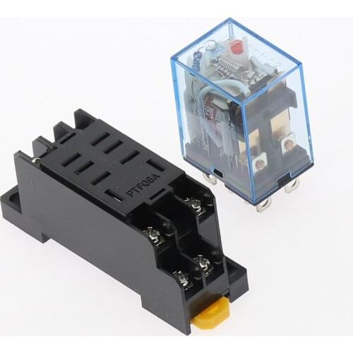 1Set High-quality 12V 24V DC 110V 220V AC Coil Power Relay LY2NJ DPDT 8 Pin HH62P JQX-13F With Socket Base