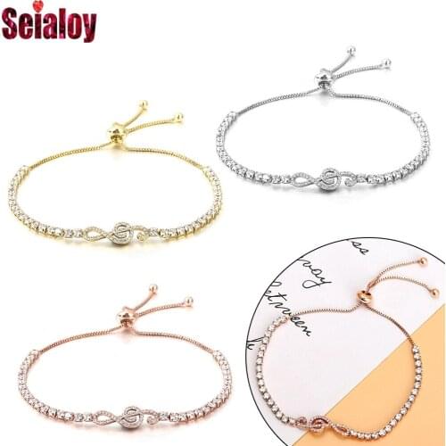 Seialoy Zirconia Stone Musical Note Charm Bracelet & Bangle Pull Buckle Adjustable Fine Boho Bracelet For Women Men Jewelry