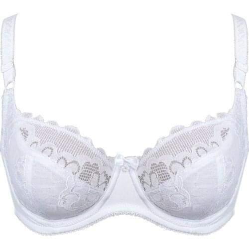 Sexy Perspective Bras For Women Unlined Bralette Lace Lingerie Bra Underwire Underwear Embroidery C D E F G 36 38 40 42 44 46