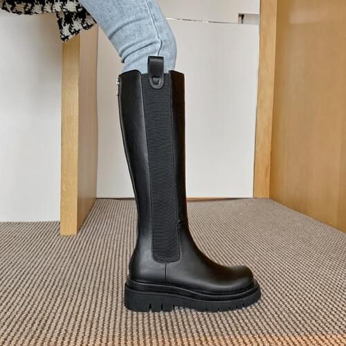 SKLFGXZY Winter New Genuine leather Knee-high boots Women boots Motorcycle boots Snow boots warm cowhide Women shoes womens