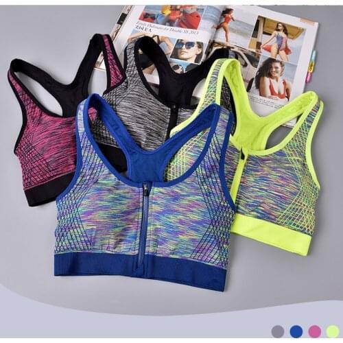 Front Zipper Sports Bra High-impact Padded Yoga Fitness Workout Bras For Women Racerback Running Yoga Casual Bra