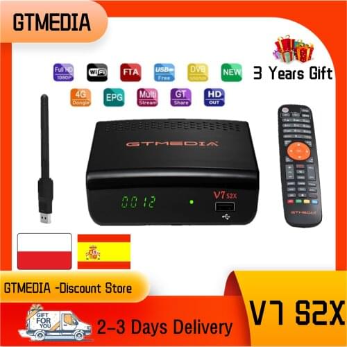 Gtmedia FTA 1080P GTMedia V7 S2X Satellite Receiver DVB-S2 GTMEDIA V7S2X Full +USB WIFI Upgraded from GTMEDIA V7S HD Receptor no