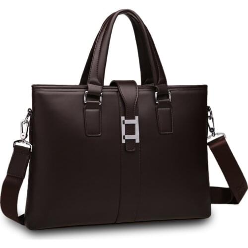 Soft Leather Laptop bag Men 14 inch High-end luxury Messenger shoulder notebook bag waterproof computer bag 2016 new