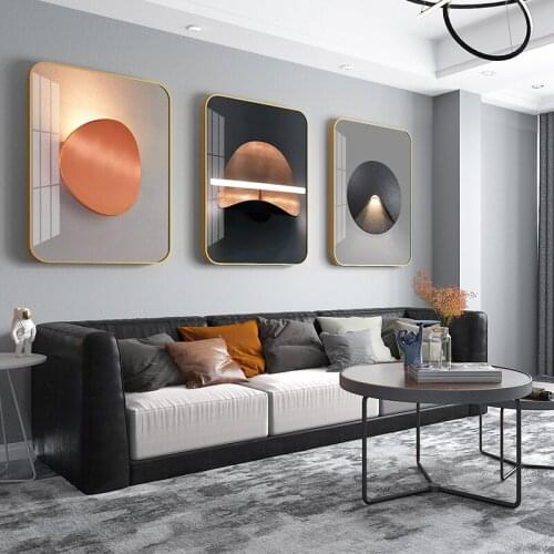Fashionable Light Luxury Home Art Decoration Painting High-End Wall Hanging Paintings Murals Metal Frame Crystal Porcelain Tript