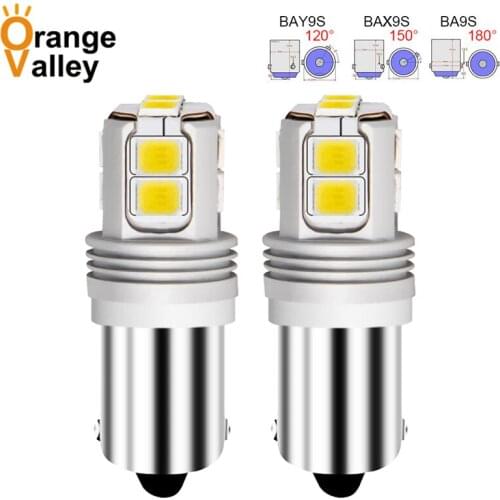 100pcs T4W BA9S BAX9S BAY9S LED Blub H6W 10 LED For Car Rear Map light 2835 SMD Auto Parking Reverse Lamp 6000K DC 12V