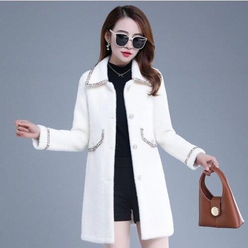 Woolen Pakra Women Clothing New 2021 Spring Woolen Coat Women Pakras Long Slim Thick Warm Jacket Female Coats White