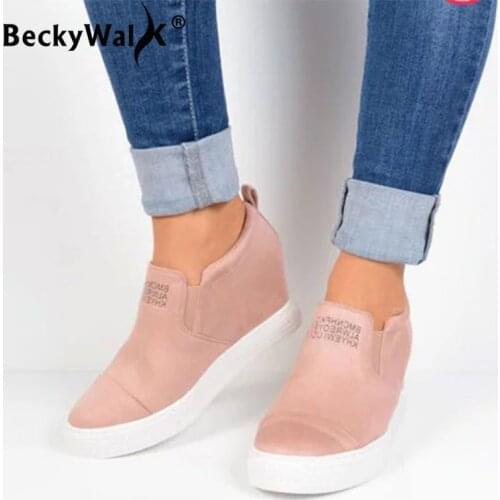 Women Sneakers Fashion Women Height Increasing Comfortable Autumn Wedges Sneakers Platform Shoes Woman Canvas Shoes WSH3318