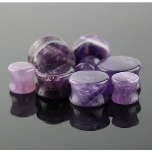 1 Pair Ear Expander Ear Piercing Purple Stone Ear Plugs Tunnels Gauges Expander Body Piercing Jewelry Ear Stretching 8-20MM