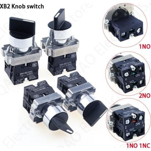 1PCS 22mm XB2-BD21 BD23 BD25 BD33 BD45 BD53 1NO/2NO/1NO1NC 2/3 position Self locking / self resetting selector Knob switch