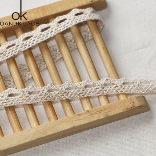 10 yard 1.2 cm DIY hand patched cotton bud ribbon beige cotton decorative Crochet Lace
