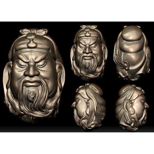 3D model for cnc 3D carved figure sculpture machine in STL file format Chinese historical figure Guan yus Head portrait