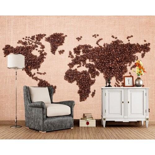 Papel de parede Map spelled out with coffee beans 3d wallpaper,living room bedroom kitchen wall papers home decor cafe bar mural