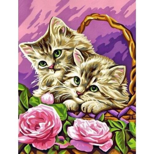 5D Diamond Paintings Lovely Cat Flower Full Square/Round Diamond Embroidery Animals Pictures of Rhinestones Home Decor
