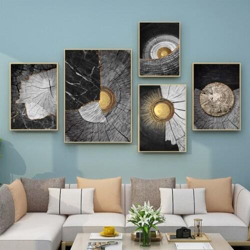 Abstract Black White Wood Texture Canvas Painting Wall Art Poster Print Pictures for Living Room Home Decor Nordic Home Decor