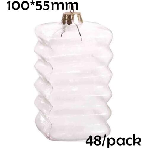 Free Shipping Home Garden Bauble Ornaments Christmas Crystal Glass Ornament Decoration, 100*55mm Transparent Lantern, 48/Pack