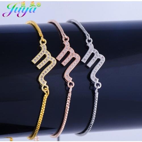 Paved Zircon Zodiac Constellation Scorpio Connector Charm Bracelet&Bangle Fit Handmade Women Jewelry Christmas New Years Gifts