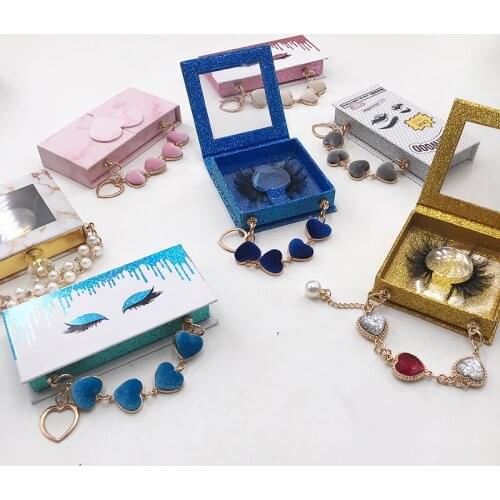 Chain Lash Box Private Custom Logo Crystal Eyelash Cases For 3d Dramatic Mink Lashes 5d Fluffy Eyelashes Bomb 6d Eyelash Vendor