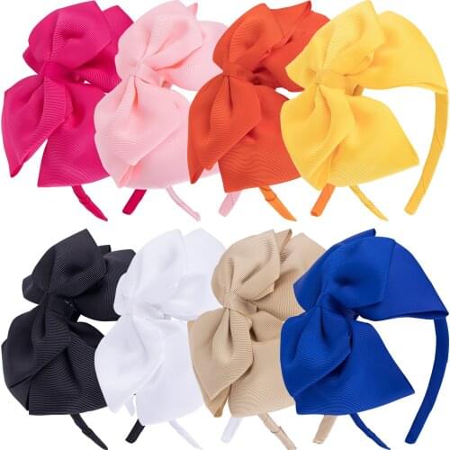 XIMA 8pcs/lot Children 6inch Double Ribbon Hair Bows Headbands Girls Large Bows Hairbands Hair Accessories for Kids