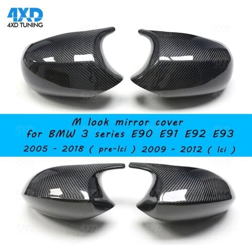 For BMW 3 Series E90 E91 E92 E93 2005-2012 Real Carbon Fiber Mirror Cover Car Rearview Mirror Cap Cover Replacement Style M Look