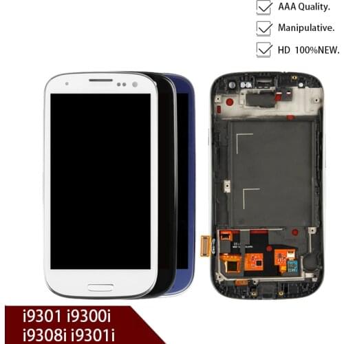 For Samsung Galaxy SIII S3 Neo i9301 i9300i i9308i i9301i LCD Display Screen Touch Digitizer Glass Frame Assembly Replacement