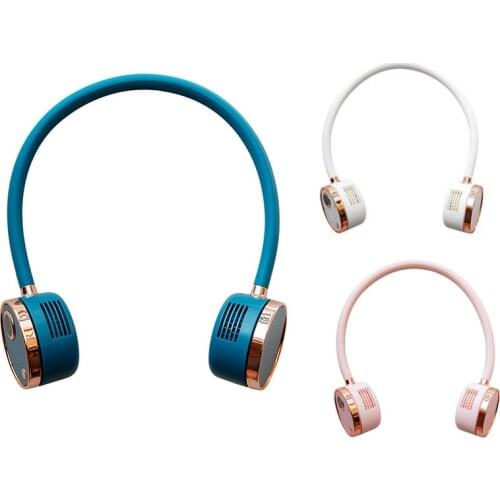EAS-Portable Leafless Lazy Hanging Dual Cooling Neck Fan Charging Outdoor Sports Neckband Mini Air Cooler Conditioner