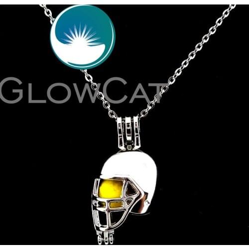 GLOWCAT K648 Sports Football Helmet Beads Cage Locket Necklaces Finding EDiffuser Aromatherapy Boys Gift Jewelry Supplies