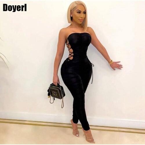 Clubwear Sexy Bodycon Jumpsuit Summer Outfits Lace Up Backless Jumpsuits for Women 2021 Party Night Club Rompers Womens Jumpsuit