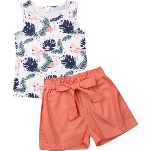Summer Baby Kids Girls Toddler Tank Top Vest Crop+Short Pants Outfit Clothes Set