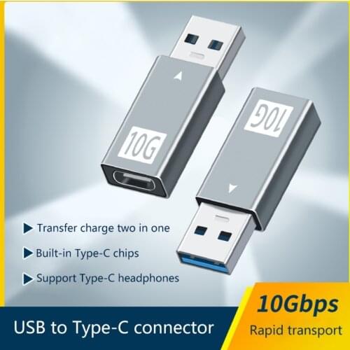 Aluminum Alloy Shell USB to Type-C Gen2 USB3.1 Adapter Converter Built-in Chip High-speed Transmission